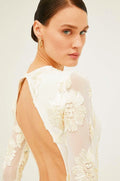Aurora Embroidered Backless Mesh Mini Dress