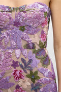 Aurora Floral-embroidered Strapless Maxi Dress