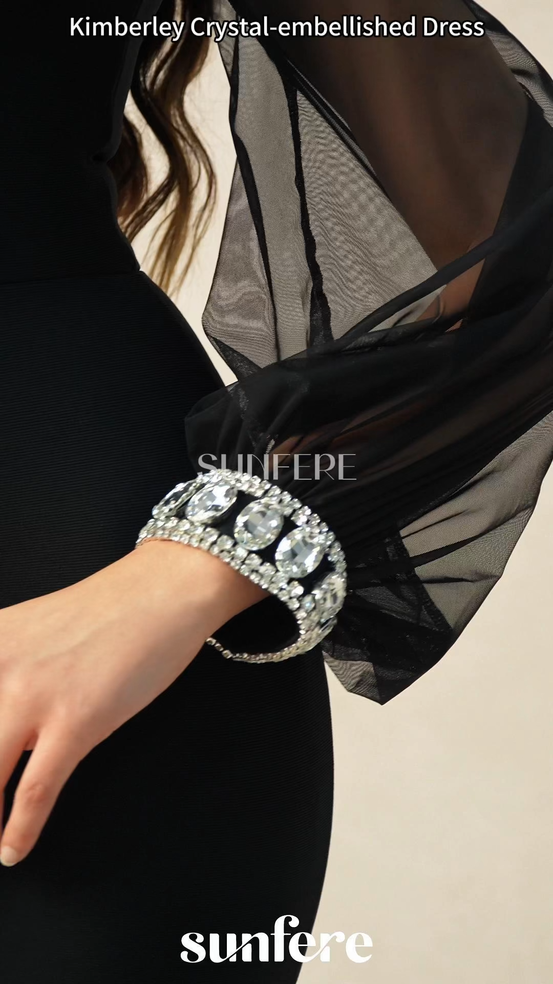 Kimberley Crystal-embellished Sheer Sleeves Maxi Dress