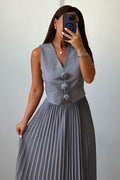 Madeline Rosette Pleated Skirt Set