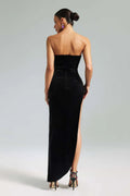 Barbara Velvet Flower Asymmetrical Maxi Dress