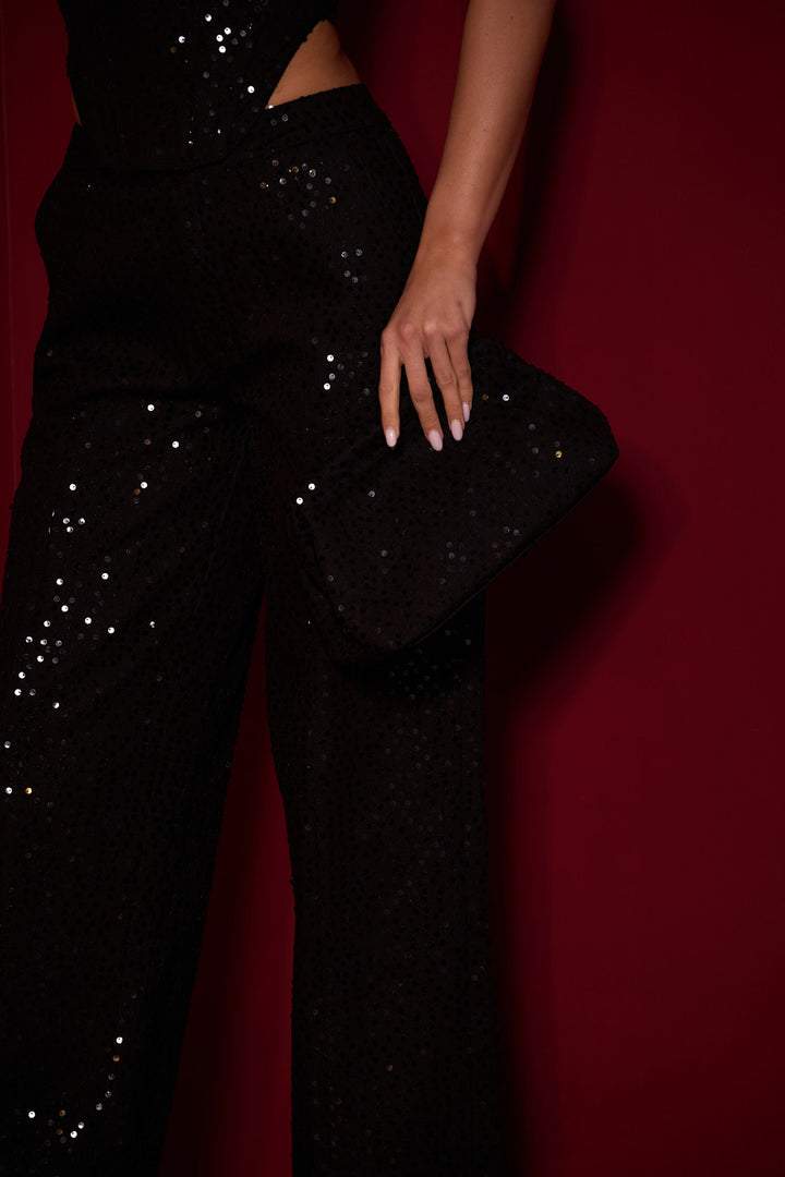 Belinda Sequins Denim Pants Set