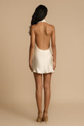 Alexia Cowl Neck Backless Satin Mini Dress