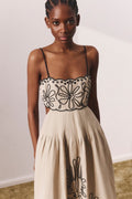 Caroline Abstract Embroidery Midi Dress