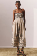 Caroline Abstract Embroidery Midi Dress
