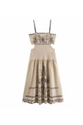 Caroline Abstract Embroidery Midi Dress