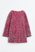 Coral Sequins Tie-back Mini Dress