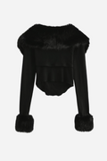 Apphia Crop Faux Fur Blouse & Corset Two Piece Set