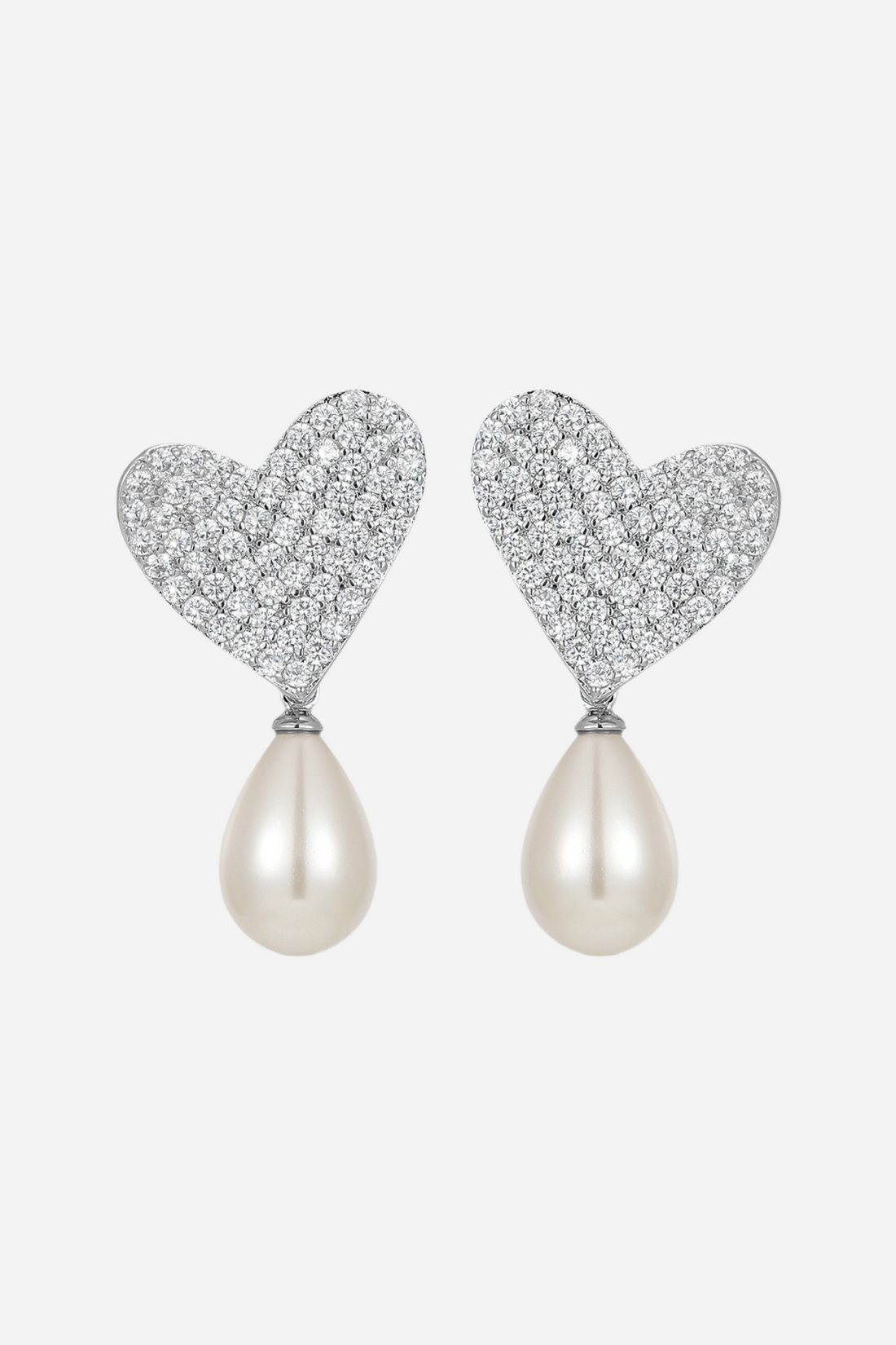 Hilary Heart Diamond Pearl Earrings