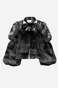 Hulda Lace Bow Tie Lantern Sleeve Blouse