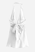 Evelyn Halter Neck Big Bow Tie Satin Mini Dress