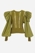 Basia Lantern Sleeve Knit Sweater
