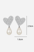 Hilary Heart Diamond Pearl Earrings