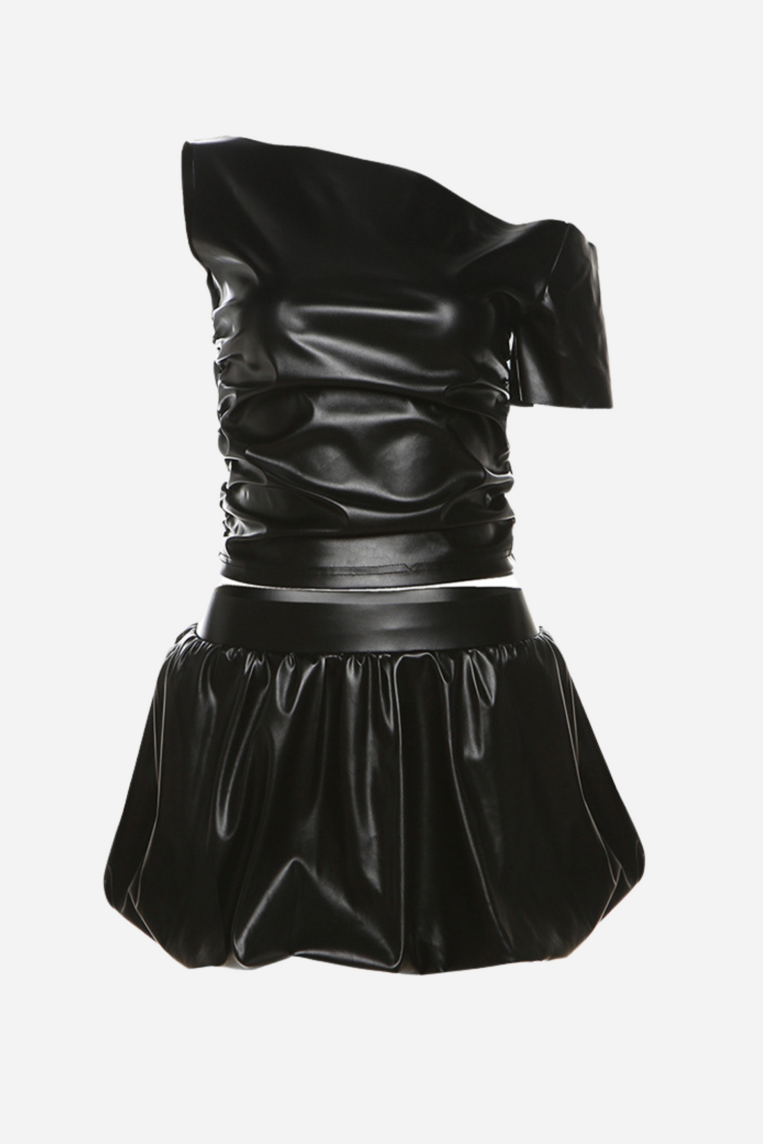 One Shoulder Bubble Skirt Set
