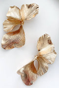Textured Metal Leaf Drop Earrings