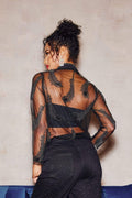 Denise Feather Beading Mesh Blouse