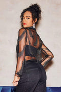 Denise Feather Beading Mesh Blouse