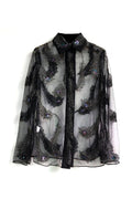 Denise Feather Beading Mesh Blouse
