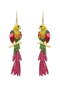 Diamante Parrot Tassel Earrings