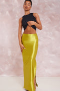Odelia Side Slit Satin Maxi Skirt