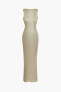 Selene Metallic Backless Knit Maxi Dress