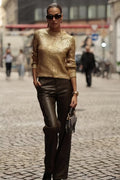 Freda Textured Metallic Knit Sweater