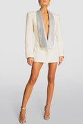 Hedy Diamante V-neck Backless Blazer Dress