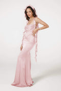 Hilda Ruffle Ribbon Backless Maxi Dress