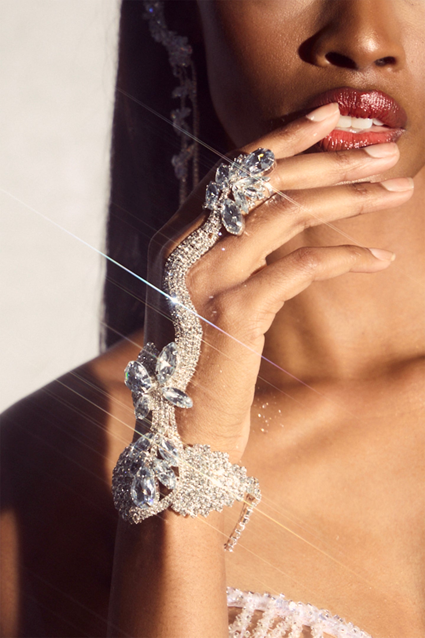 Crystal Snake Finger Ring Bracelet