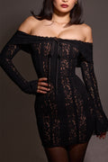 Emma Off Shoulder Floral Lace Mini Dress