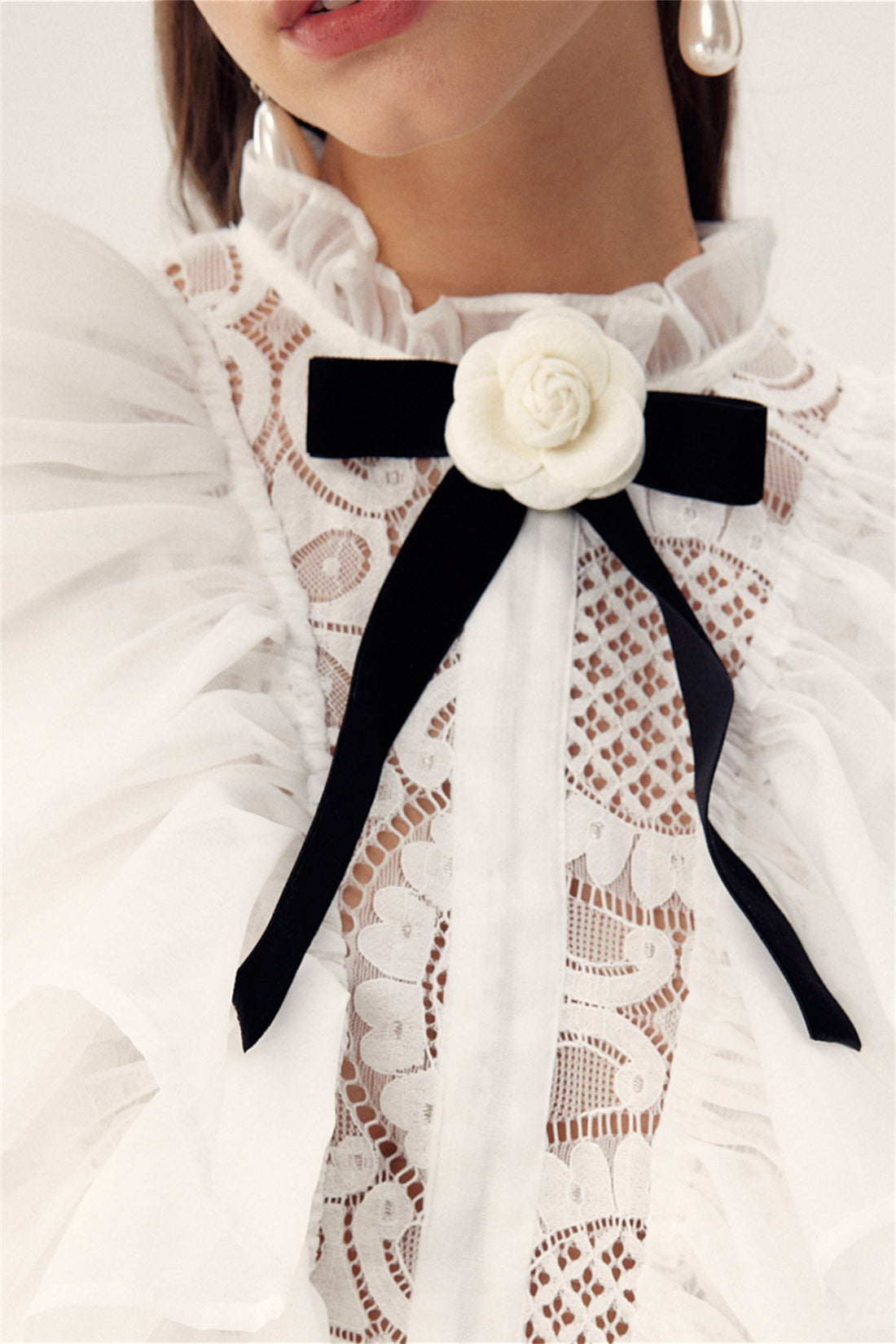 Camellia Flower Bow Brooch