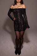 Emma Off Shoulder Floral Lace Mini Dress