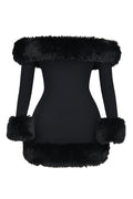 Paula Off Shoulder Fur Trim Mini Dress