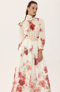 Anne Floral Printed Belted Maxi Skirt Set