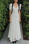 Lesley Bow Tie Puff Sleeve Maxi Dress