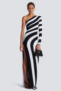 Kimberley One Shoulder Striped Knit Maxi Dress