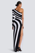 Kimberley One Shoulder Striped Knit Maxi Dress