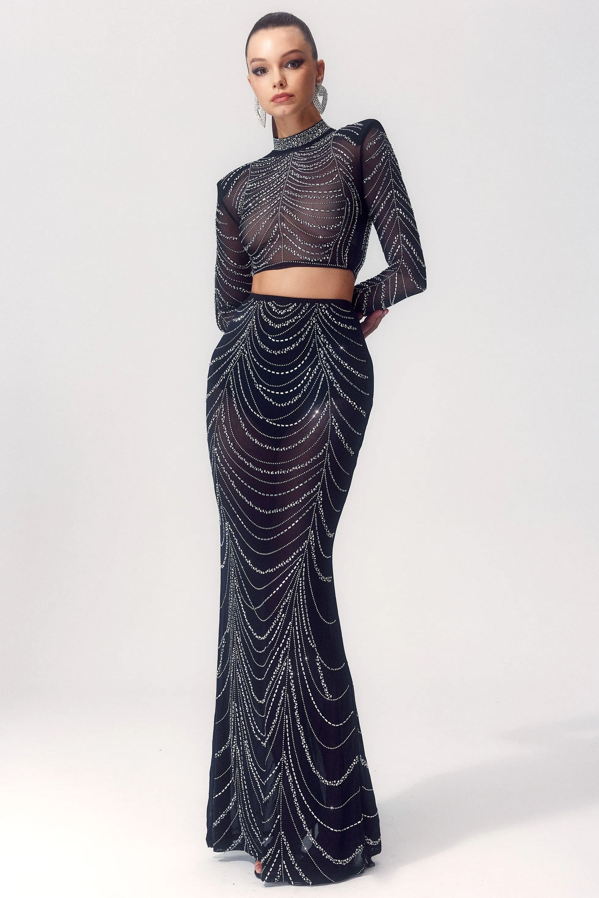 Selena Embellished Diamond Mesh Set