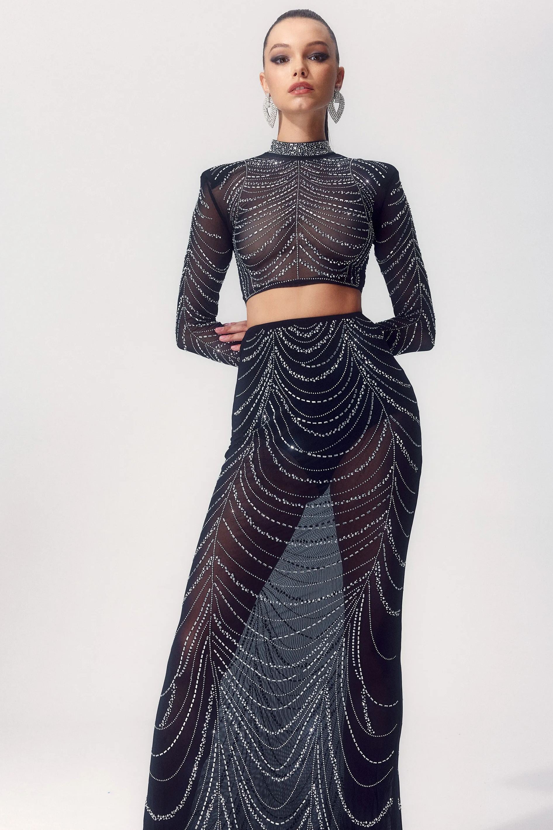 Selena Embellished Diamond Mesh Set