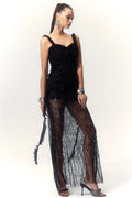 Harriet Sweetheart Ruffle Mesh Maxi Dress