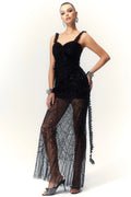 Harriet Sweetheart Ruffle Mesh Maxi Dress