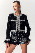Samantha Embroidery Sequin Shorts
