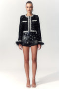 Samantha Embroidery Sequin Shorts