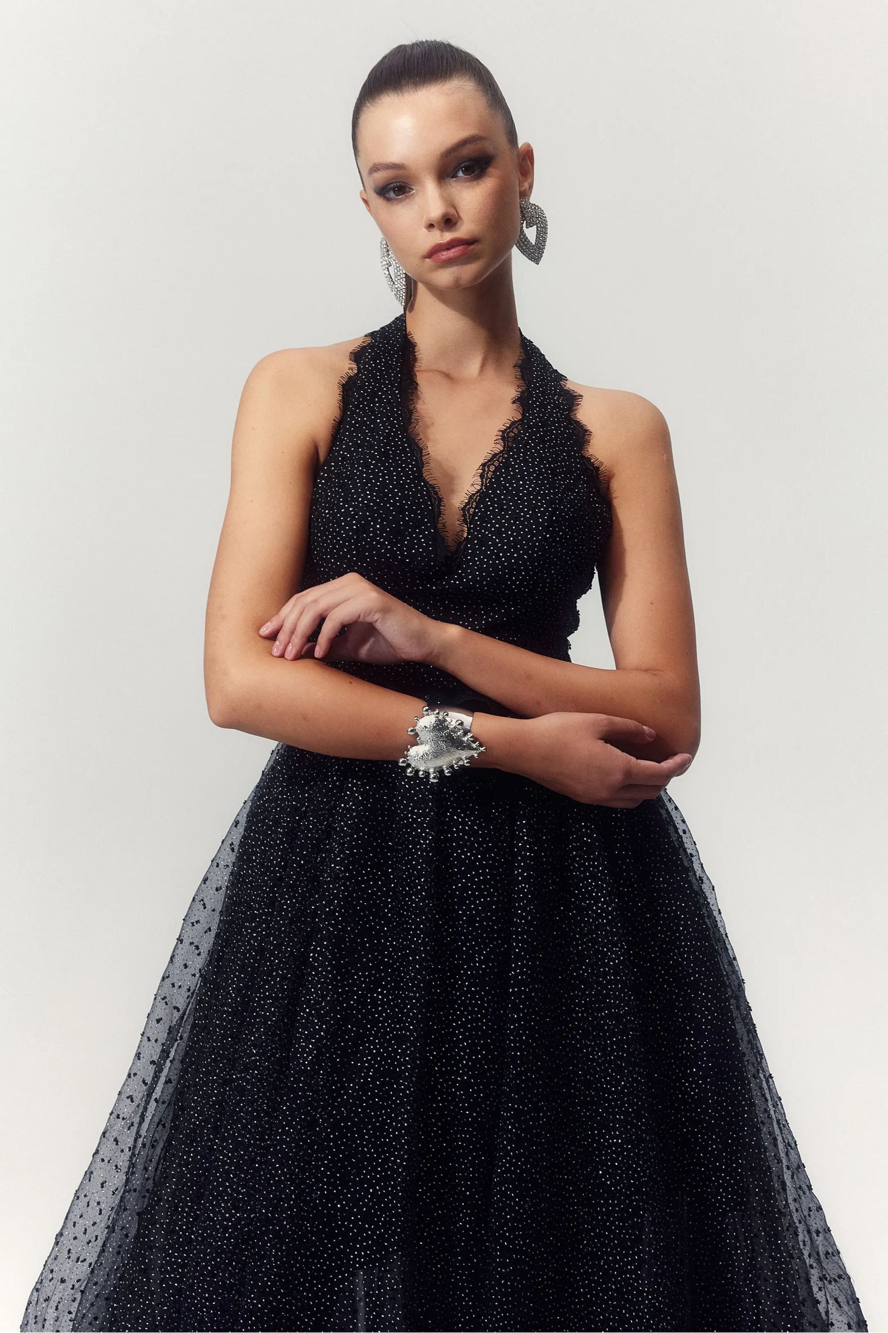 Liz Crystal-embellished Halter Maxi Dress