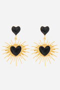 Sunburst Heart Shaped Dangle Earrings