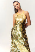 Geraldine Halter Backless Sequin Maxi Dress