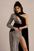 Eudora One Shoulder Sequin Maxi Dress