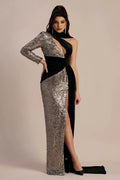Eudora One Shoulder Sequin Maxi Dress