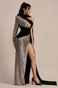 Eudora One Shoulder Sequin Maxi Dress
