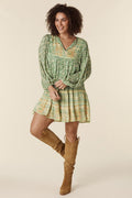 Ina Splice Printed Mini Peasant Dress